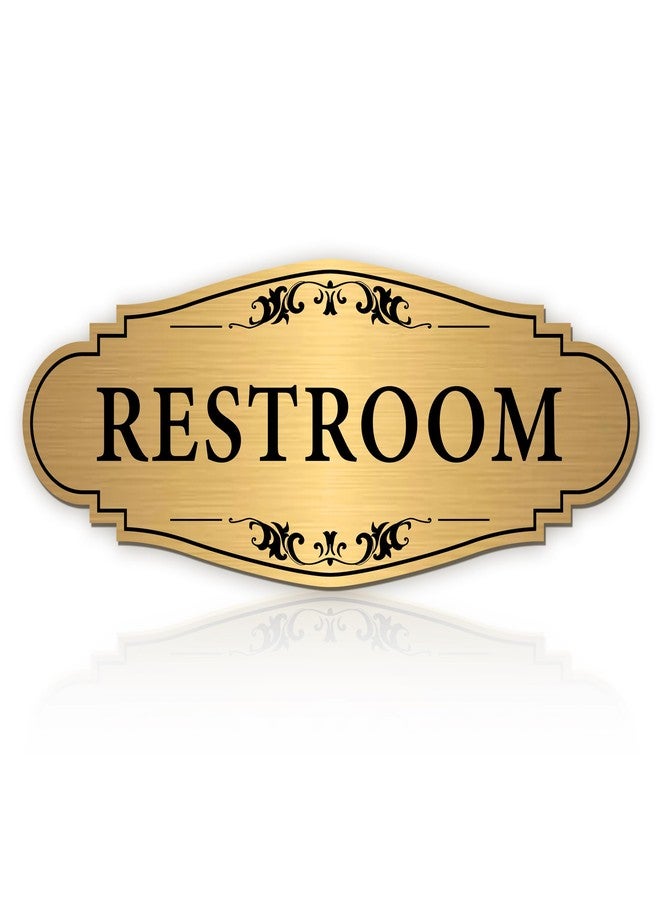 LUHIMO Restroom Sign Sticker for Business & Home, Self-Adhesive Brushed Gold Elegant Bathroom Signs for Door, Durable & Waterproof Unisex Restroom Signage for House toilet, Office, Store, Shop - Image 1