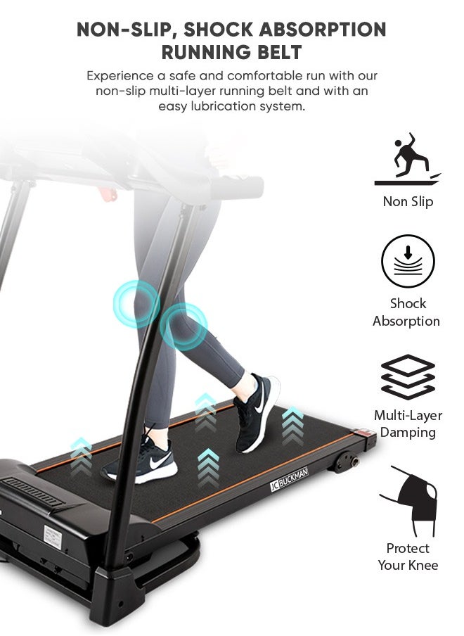 Buckman V-Jog Treadmill: Entry Level Home Treadmill, 2.0 Hp Motor, Foldable Treadmill For Home Use With Lcd, 3 Levels Incline, Low Impact Running Deck And 12 Preset Programs