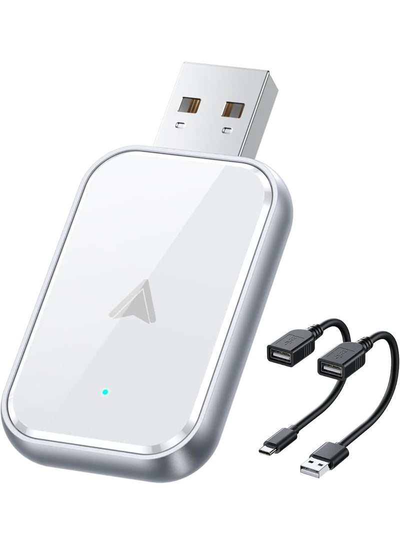 Kingone Android Auto Wireless Adapter, Convert Wired to Wireless Android Auto Carplay Adapter, No Delay and Stable Control Mini Size with Extension Cable USB-C and Type-C for Android (White) - Image 1
