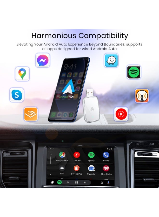Kingone Android Auto Wireless Adapter, Convert Wired to Wireless Android Auto Carplay Adapter, No Delay and Stable Control Mini Size with Extension Cable USB-C and Type-C for Android (White) - Image 5