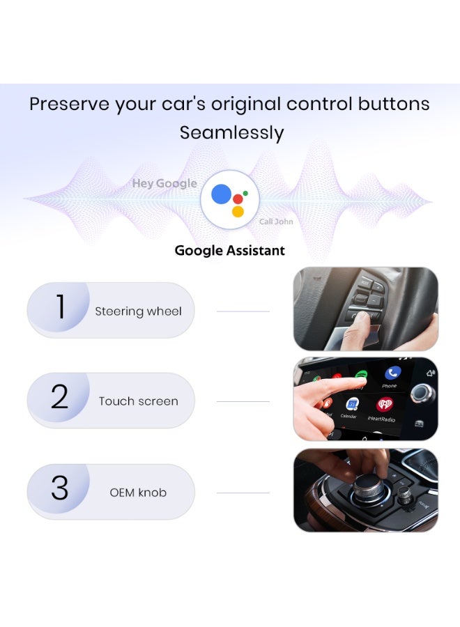 Kingone Android Auto Wireless Adapter, Convert Wired to Wireless Android Auto Carplay Adapter, No Delay and Stable Control Mini Size with Extension Cable USB-C and Type-C for Android (White) - Image 4