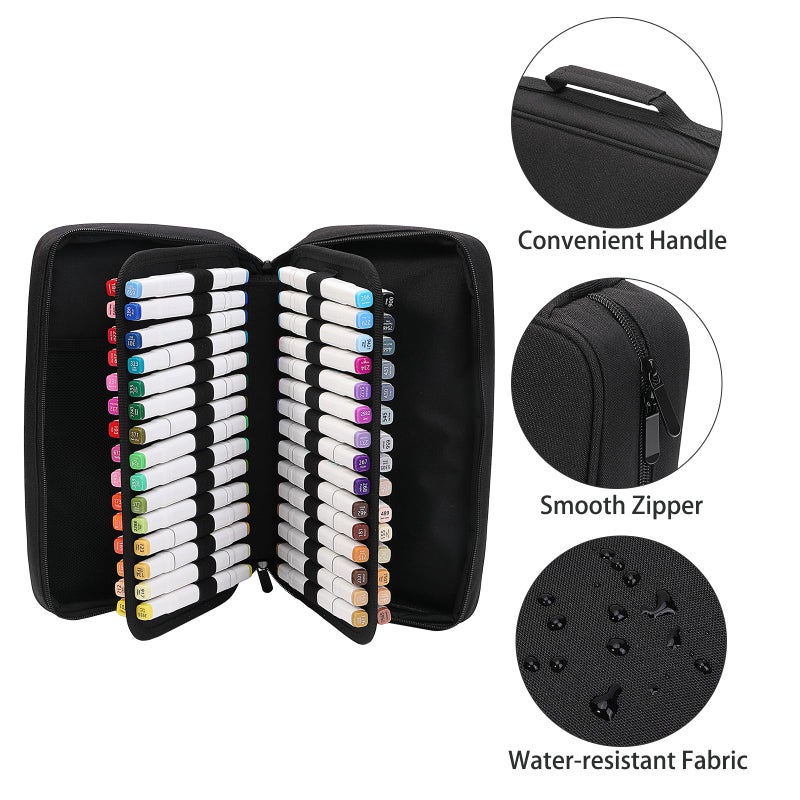 BOMKEE حافظة تنظيم الأقلام BOMKEE بسعة 60 فتحة، حافظة كبيرة للأقلام لـ 60 قلم، حقيبة تخزين كبيرة بسعة للأقلام، حقيبة أقلام مع مقبض حمل - Image 4