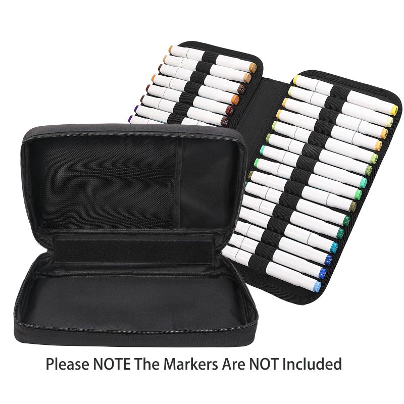 BOMKEE حافظة تنظيم الأقلام BOMKEE بسعة 60 فتحة، حافظة كبيرة للأقلام لـ 60 قلم، حقيبة تخزين كبيرة بسعة للأقلام، حقيبة أقلام مع مقبض حمل - Image 5