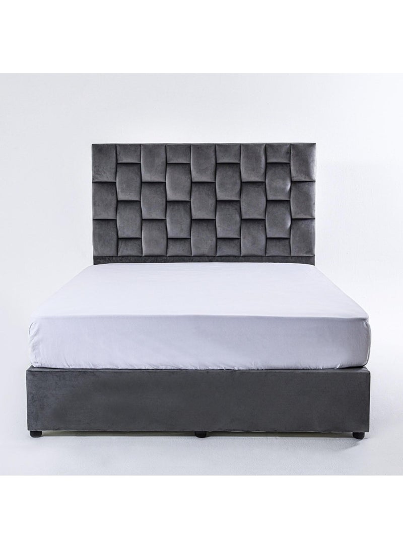 Karnak Estorn Upholstered Velvet Bed Frame Bedroom Furniture Strong And Sturdy Modern Design Wooden Bed | Quiet & Comfortable Bed (HC - Wide Single 120x200cm, Grey) - Image 1