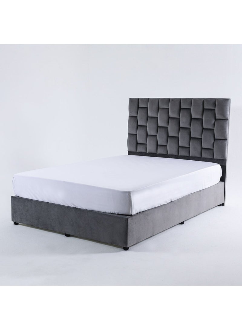 Karnak Estorn Upholstered Velvet Bed Frame Bedroom Furniture Strong And Sturdy Modern Design Wooden Bed | Quiet & Comfortable Bed (HC - Wide Single 120x200cm, Grey) - Image 2
