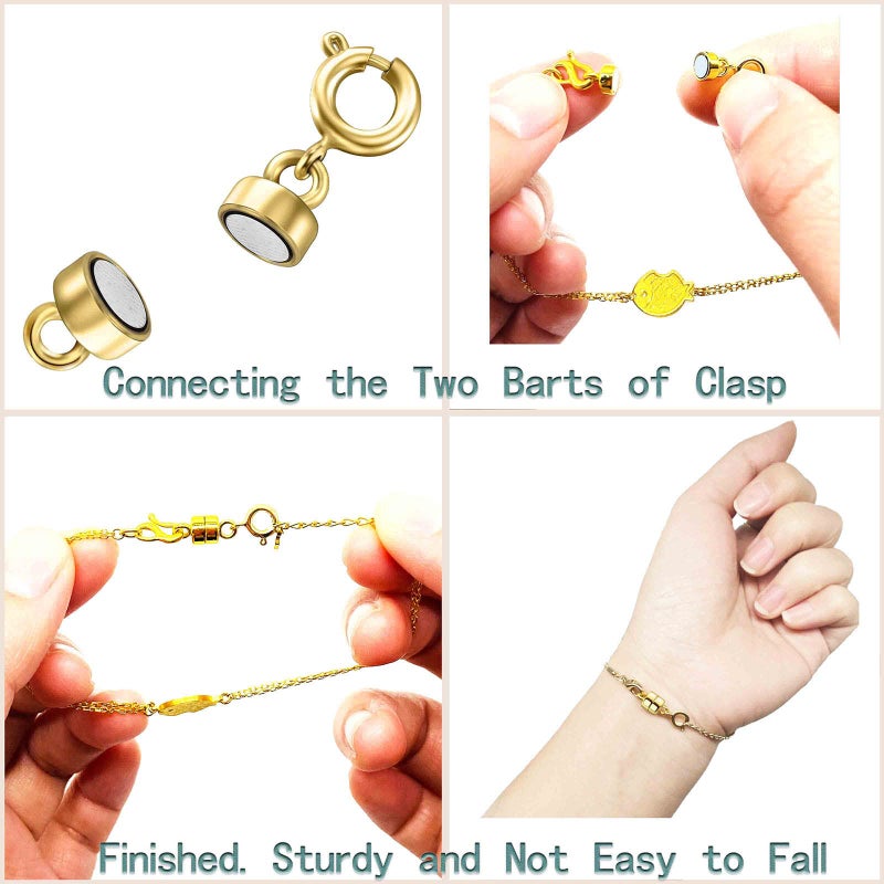 Qulltk Magnetic Necklace Clasps And Closures 18K Gold And Silver Plated Bracelet Converter Clasp Suitable For Necklaces Chain Extender - Image 5