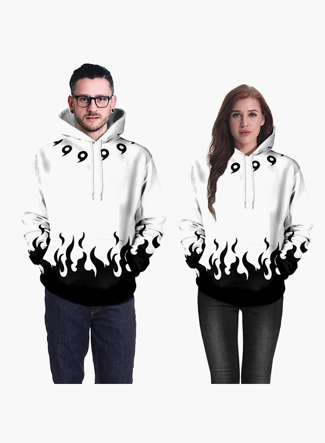 هودي بأكمام طويلة وطبعة ثلاثية الأبعاد أسود/ أبيض - Image 2