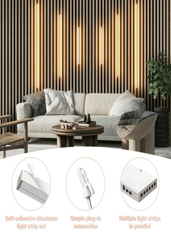 Lichaser LED Recessed Lighting for Acoustic Panel, 6 Pcs of 3000K Dimmable LED Strip Light for Wood Slat Wall Panel in Parallel with Touch Sensor, Self-Adhesive for Slat Wall Decor (4*28 in+2*16 in) - Image 3