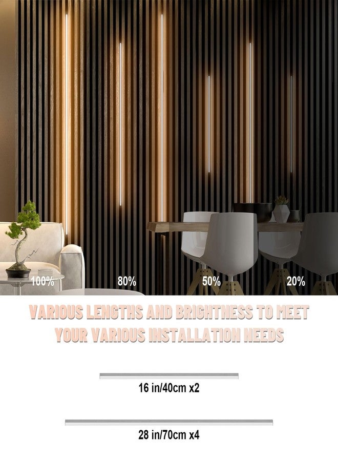 Lichaser LED Recessed Lighting for Acoustic Panel, 6 Pcs of 3000K Dimmable LED Strip Light for Wood Slat Wall Panel in Parallel with Touch Sensor, Self-Adhesive for Slat Wall Decor (4*28 in+2*16 in) - Image 4