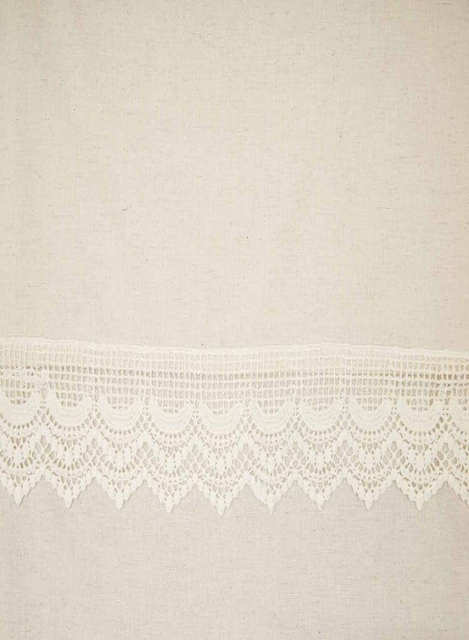 Piper Classics Flax and Lace Shower Curtain, 72" x 72", Natural Cream Bath Accent w/Crochet Lace Trim and Valance Top, Vintage Farmhouse, Boho Bathroom - Image 4