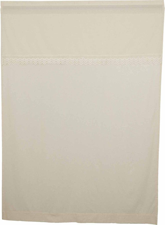 Piper Classics Flax and Lace Shower Curtain, 72" x 72", Natural Cream Bath Accent w/Crochet Lace Trim and Valance Top, Vintage Farmhouse, Boho Bathroom - Image 3
