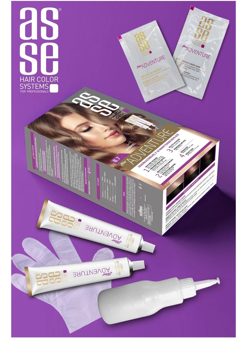asse - hair color systems for professionals 8.7 Caramel 50+50ml Set Paint - Image 1