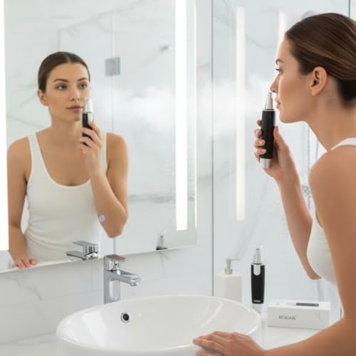 RORIAN 3-in-1 Nose, Ear & Eyebrow Hair Trimmer for Men & Women – Waterproof, Painless Facial Hair Remover with Dual-Edge Blades – Compact, Battery-Operated Grooming Tool (Black) - Image 2