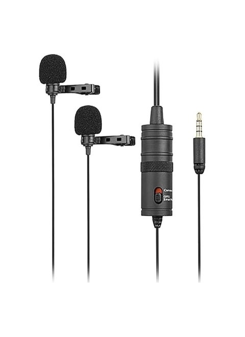 Dual Directional Lavalier Microphone – Clear High-Quality Sound, Compatible with Multiple Devices, Wireless, Black