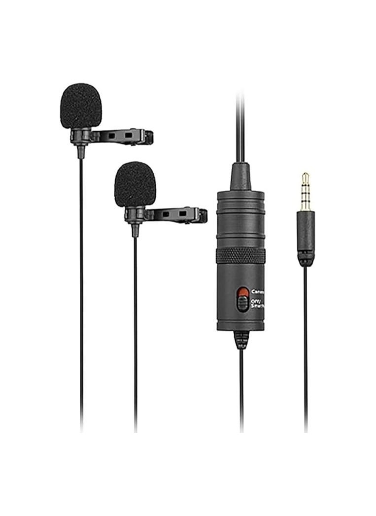 Generic - Dual Directional Lavalier Microphone – Clear High-Quality Sound, Compatible with Multiple Devices, Wireless, Black - Image 1