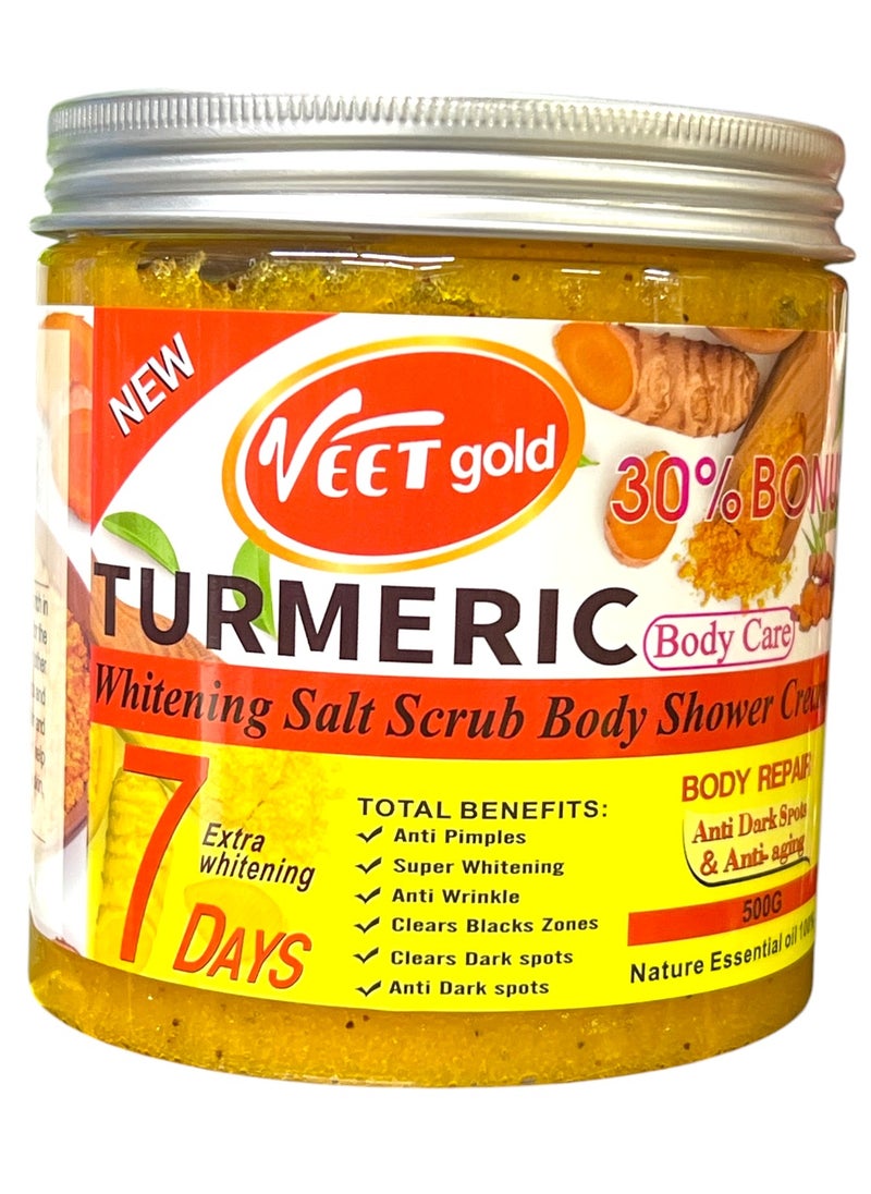 Veet gold Turmeric Super Whitening Salt Body Scrub 500g  - Image 1