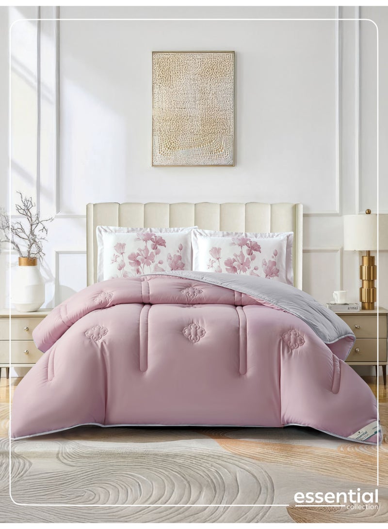 دوناتيلا طقم مفرش ريجنت 3 قطع مقاس مزدوج 240 × 260 سم بحشوة ثابتة رمادي بنفسجي - Image 1