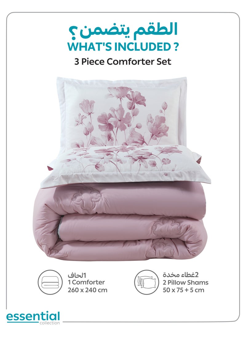 دوناتيلا طقم مفرش ريجنت 3 قطع مقاس مزدوج 240 × 260 سم بحشوة ثابتة رمادي بنفسجي - Image 3