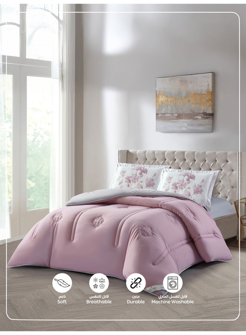 Donetella Bedding Comforter Set, King Size 240x260 cm - 3-Pcs Digital Print Quilted Bed Set, Microfiber Fabric - 1 Comforter And  2 Pillow Shams - Image 5