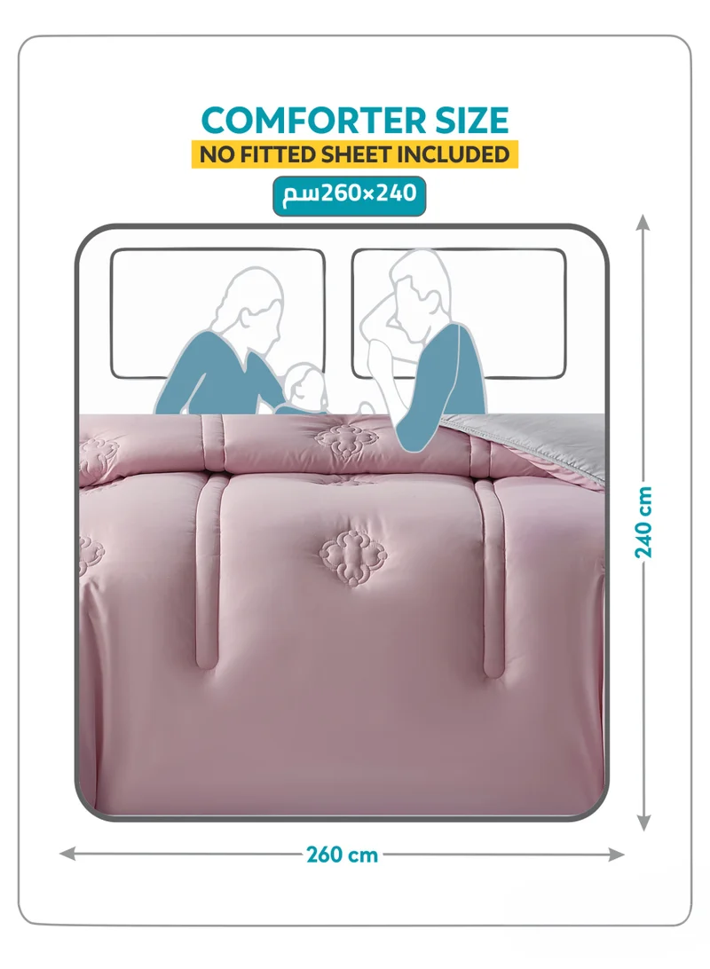 Donetella KING 3Pcs Bedding Comforter Set, King Size 240x260 cm - 3-Pcs Digital Print Quilted Bed Set, Microfiber Fabric - 1 Comforter And  2 Pillow Shams  | Best Price UAE