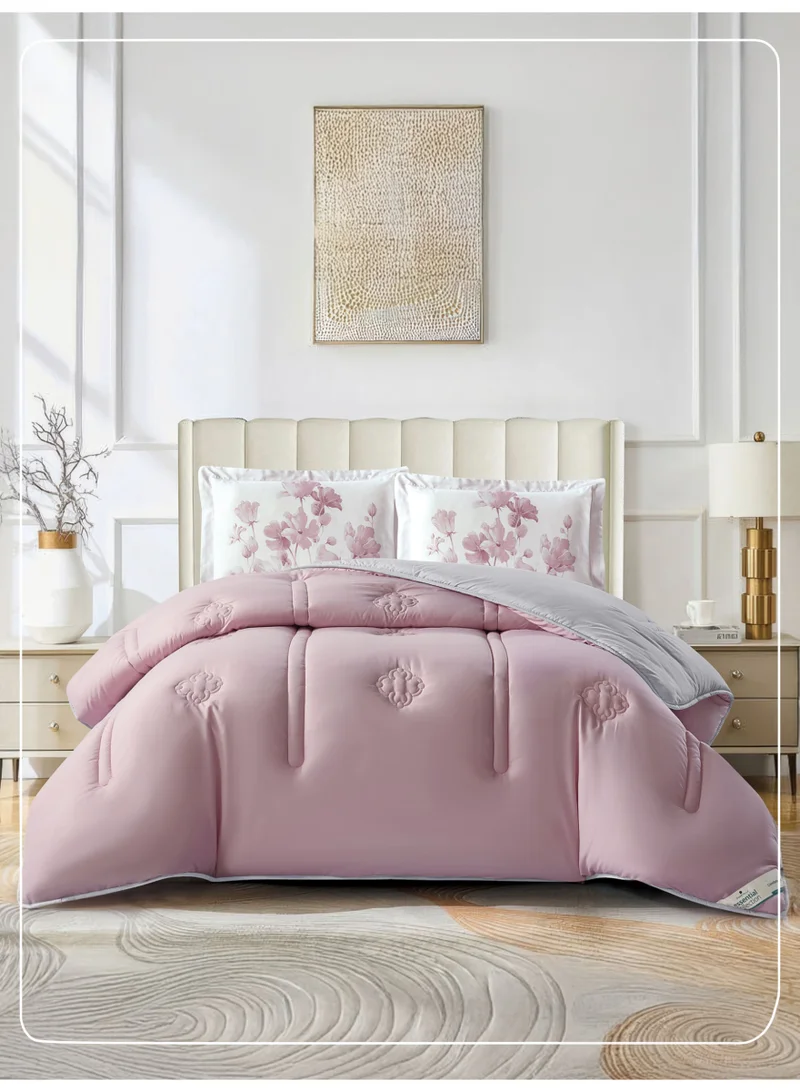 Bedding Comforter Set, King Size 240x260 cm - 3-Pcs Digital Print Quilted Bed Set, Microfiber Fabric - 1 Comforter And  2 Pillow Shams