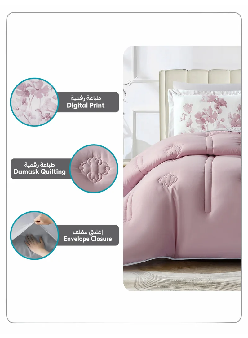 Donetella KING 3Pcs Bedding Comforter Set, King Size 240x260 cm - 3-Pcs Digital Print Quilted Bed Set, Microfiber Fabric - 1 Comforter And  2 Pillow Shams  | Best Price UAE
