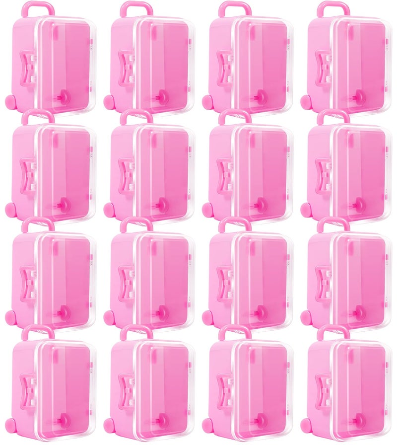 IJRPLM 16 Pack Mini Suitcase Favor Box,Clear Tiny Suitcase,Cute Miniature Travel Case Box for Wedding Party Decoration Jewelry Storage(Pink) - Image 1