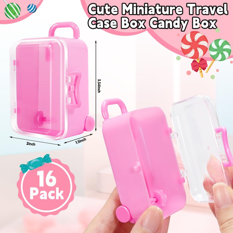 IJRPLM 16 Pack Mini Suitcase Favor Box,Clear Tiny Suitcase,Cute Miniature Travel Case Box for Wedding Party Decoration Jewelry Storage(Pink) - Image 2