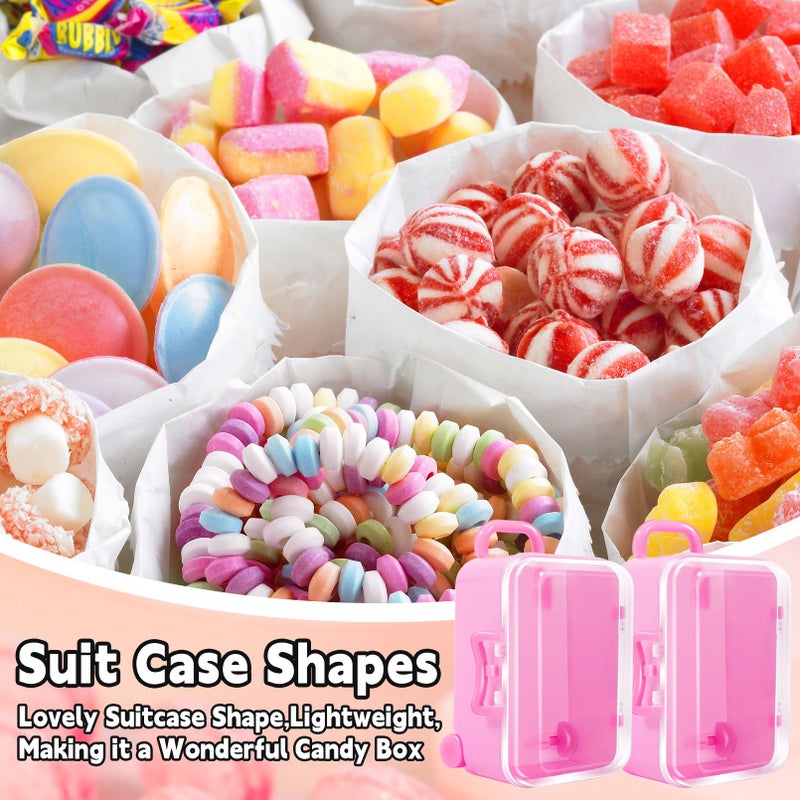 IJRPLM 16 Pack Mini Suitcase Favor Box,Clear Tiny Suitcase,Cute Miniature Travel Case Box for Wedding Party Decoration Jewelry Storage(Pink) - Image 5