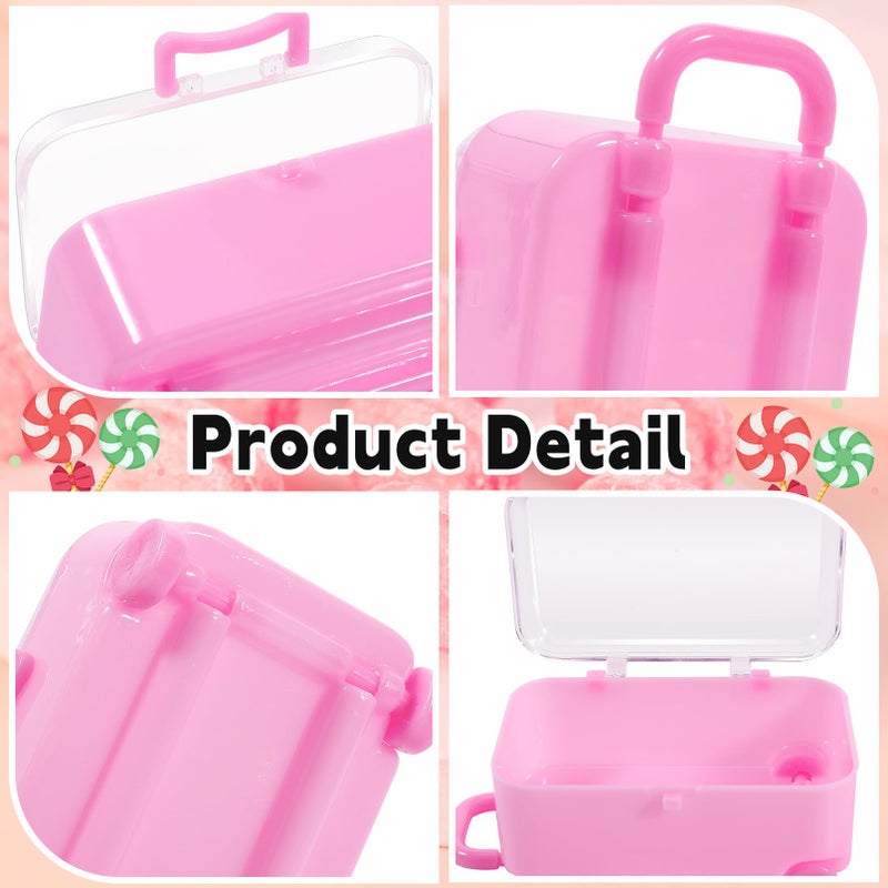 IJRPLM 16 Pack Mini Suitcase Favor Box,Clear Tiny Suitcase,Cute Miniature Travel Case Box for Wedding Party Decoration Jewelry Storage(Pink) - Image 4