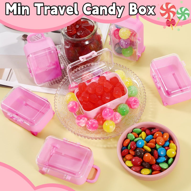 IJRPLM 16 Pack Mini Suitcase Favor Box,Clear Tiny Suitcase,Cute Miniature Travel Case Box for Wedding Party Decoration Jewelry Storage(Pink) - Image 3