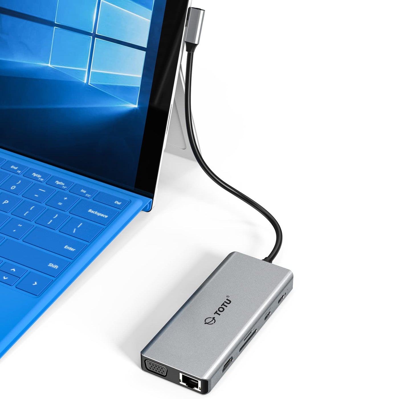 Docking Station, USB C Hub, TOTU 12 in 1 Surface Pro Docking Station with 4K HDMI, Ethernet, VGA, 92W PD, USB-C 3.0 and 2 USB 3.0 for MacBook Pro Air and Type-C Laptops with Thunderbolt 3 or 4 Grey
