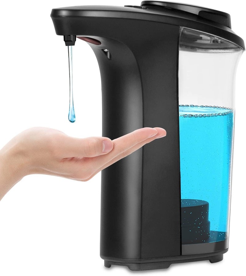 FKWin Automatic Soap Dispenser Touchless Hand Soap Dispensers 17oz500ml with 5 Adjustable Soap Levels Kitchen Soap Dispensers Liquid Hand Soap Dispenser Bathroom Black