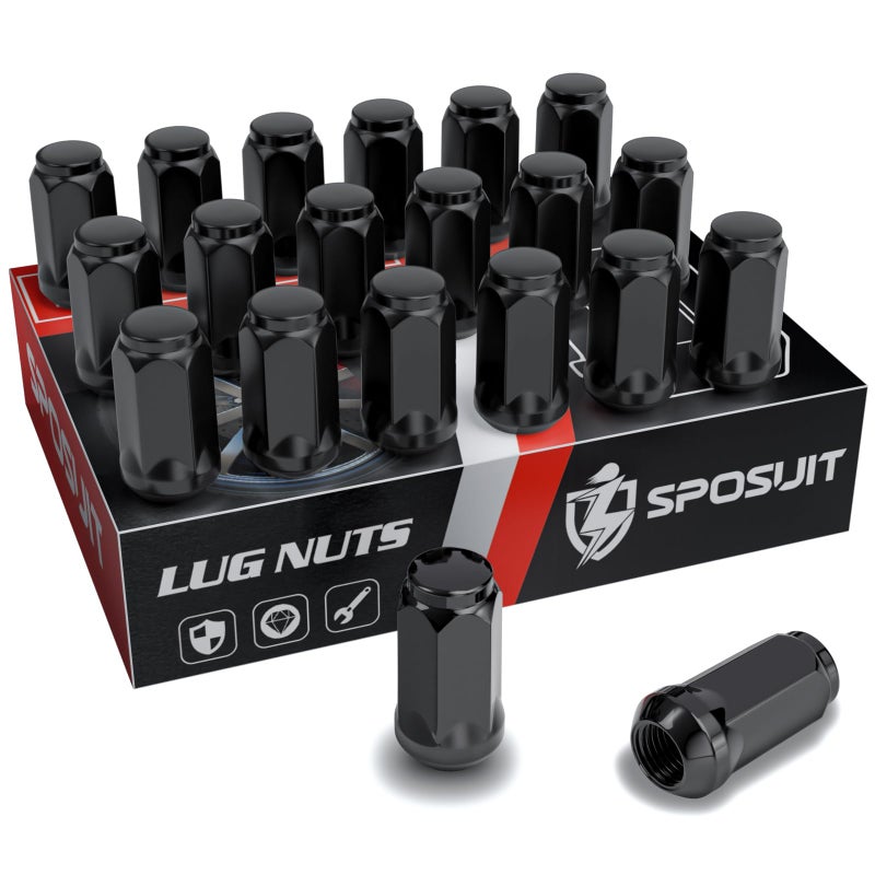 Sposuit M14x1.5 Lug Nuts - Replacement for 2005-2024 Dodge Charger, 2008-2023 Challenger, 2011-2024 Durango, 2004-2009 Magnum - Closed End Black Lug Nut(20 Pcs) - Image 1