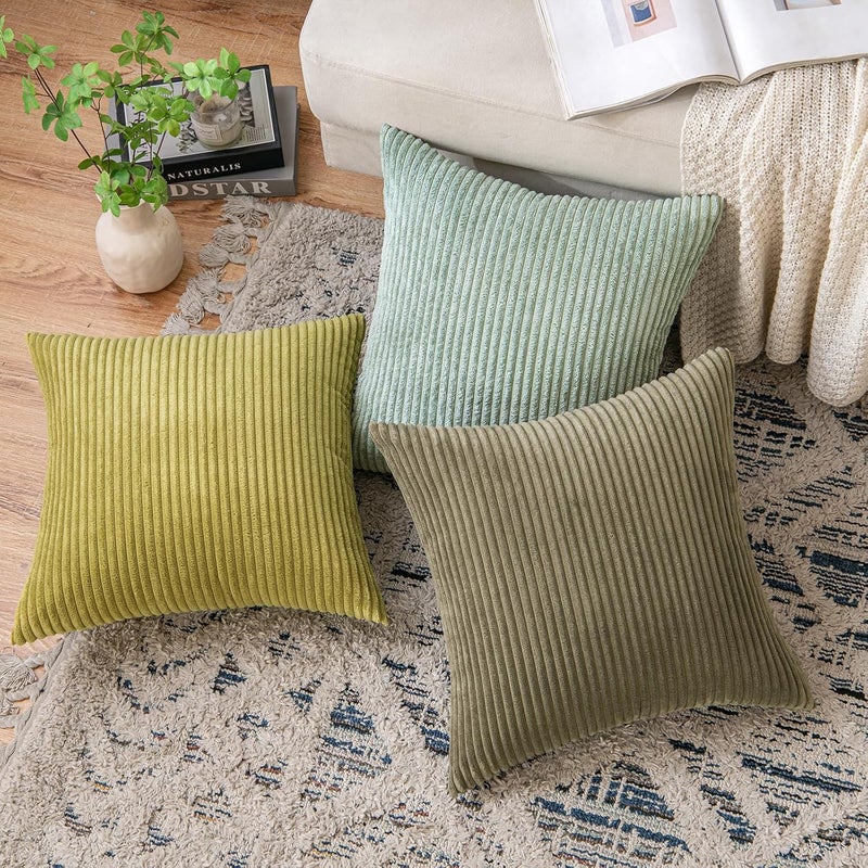 EMEMA Cushion Cover 40x60 cm Corduroy Cushion Covers Decorative Cushion Sofa Cushion Cord Cushion Cover Decorative Soft for Sofa Living Room Bedroom 2-Piece Set Olive Green - Image 5