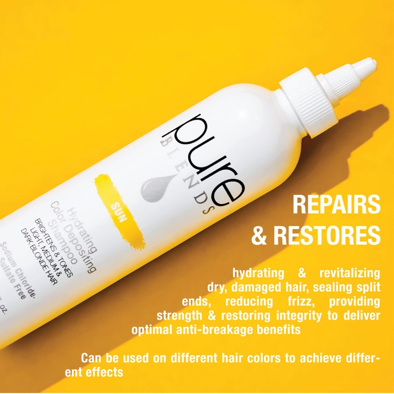 Pure Blends Sun Hydrating Color Depositing Shampoo - Brighten & Tone Faded Hair with Semi-Permanent Dye, Prevents Fade & Extends Color Service for Treated Hair 8.5 Oz. - Image 4
