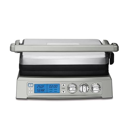 Cuisinart 6in1 Elite Griddler Electric Grill Griddle Top Melt 500F Temperature Sear Function LCD Screen DishwasherSafe Cooking Plates GR300NAS Stainless Steel - Image 3