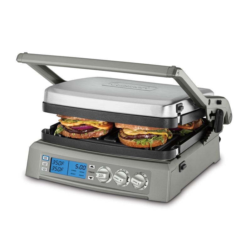 Cuisinart 6in1 Elite Griddler Electric Grill Griddle Top Melt 500F Temperature Sear Function LCD Screen DishwasherSafe Cooking Plates GR300NAS Stainless Steel - Image 2