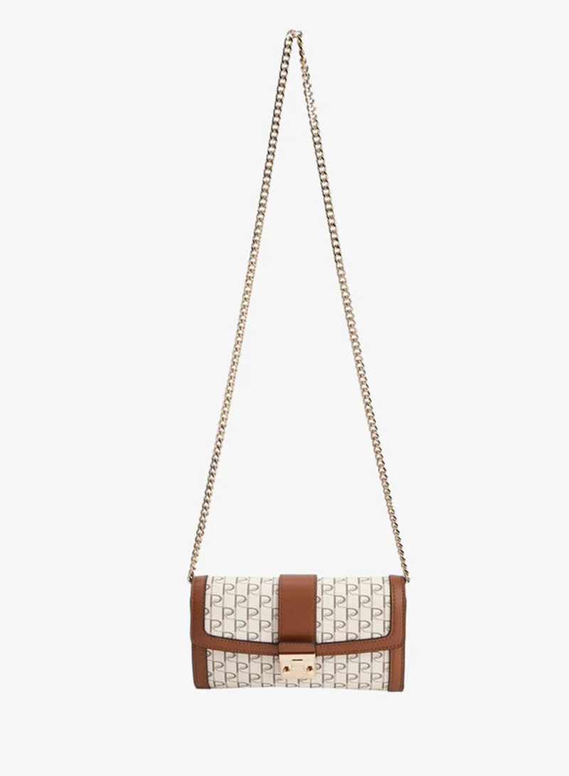 Paprika  Women Monogram Print Crossbody Bag with Chain Strap and Button Closure for Women | Best Price UAE