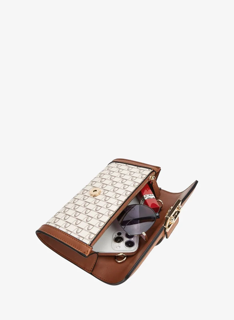 Paprika  Women Monogram Print Crossbody Bag with Chain Strap and Button Closure for Women | Best Price UAE