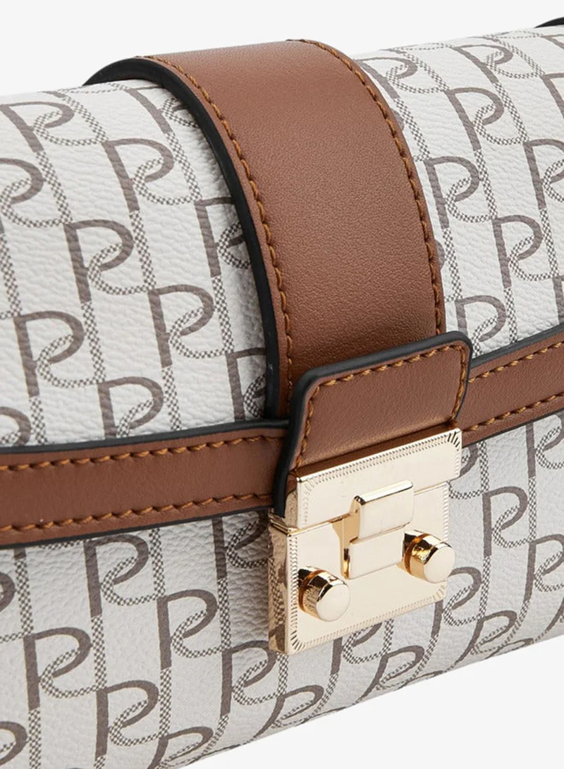 Paprika  Women Monogram Print Crossbody Bag with Chain Strap and Button Closure for Women | Best Price UAE