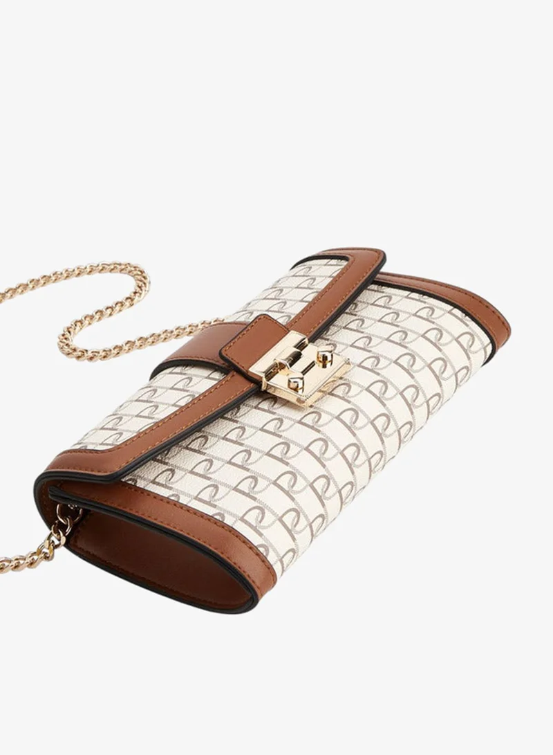 Paprika  Women Monogram Print Crossbody Bag with Chain Strap and Button Closure for Women | Best Price UAE