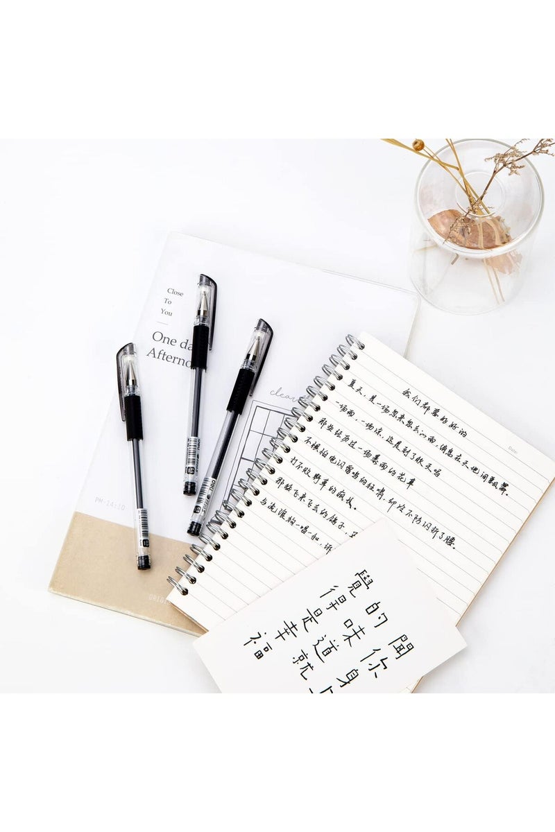 Deli 12pcs - Daily Black Gel Pen Set, 0.5mm Bullet Nib, (E6600S) - Image 4