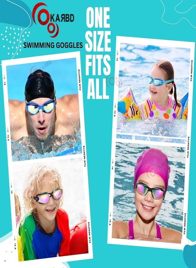 KARBD Swimming Goggles Youth with Reflective UV Protection Polarized Glasses Connected Ear Plugs (Youth Reflective Assorted B) - Image 3