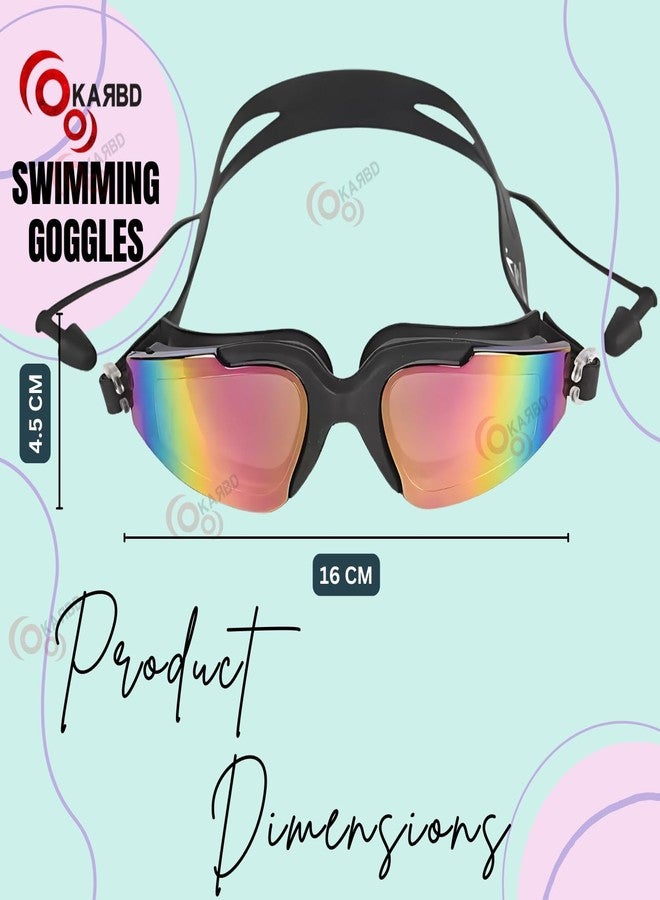 KARBD Swimming Goggles Youth with Reflective UV Protection Polarized Glasses Connected Ear Plugs (Youth Reflective Assorted B) - Image 4