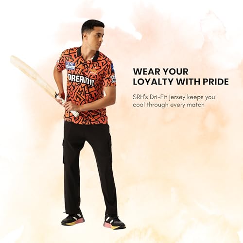 playR x SRH Unisex Authentic Fan Jersey - Plain Half Sleeve Regular Fit Athletic T-Shirt for Men & Women, Breathable Activewear for Running, Cricket, Training for All Season Orange - Image 2