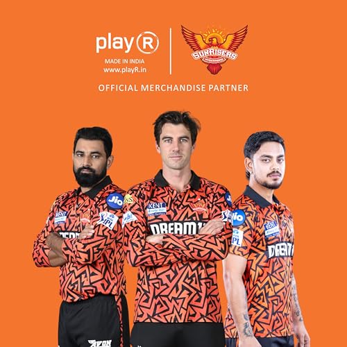 playR x SRH Unisex Authentic Fan Jersey - Plain Half Sleeve Regular Fit Athletic T-Shirt for Men & Women, Breathable Activewear for Running, Cricket, Training for All Season Orange - Image 4