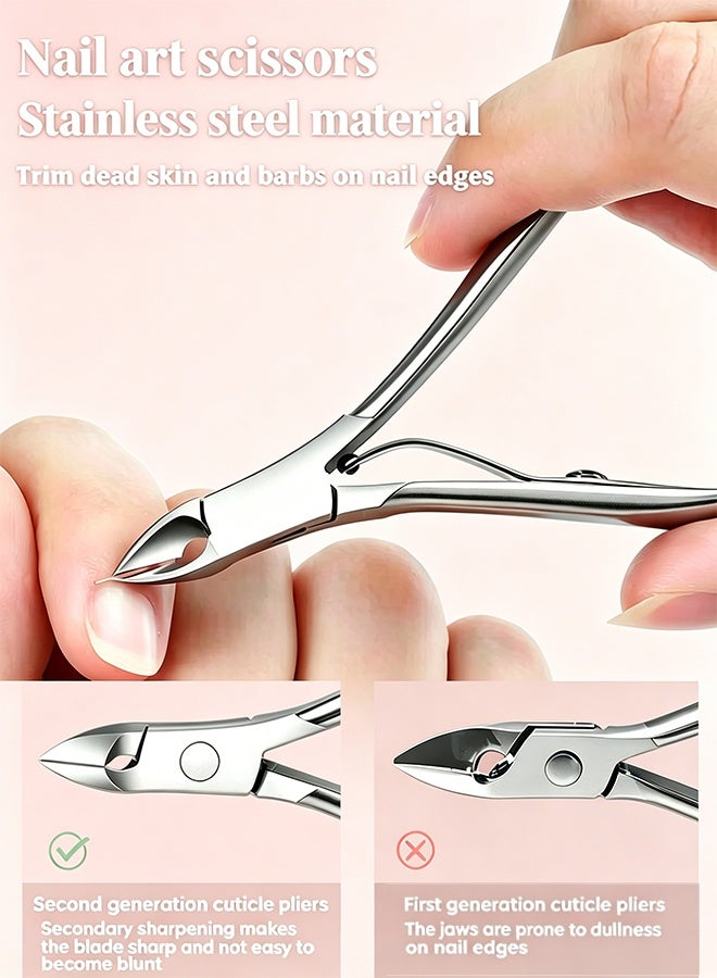18Pcs Manicure Set Stainless Steel, Nail Clippers Scissors Pedicure Tools Kit, Portable Travel Grooming Kit for Men and Women (Pearl White) - Image 3