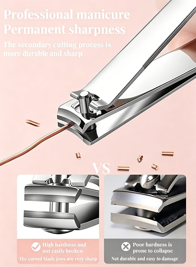 18Pcs Manicure Set Stainless Steel, Nail Clippers Scissors Pedicure Tools Kit, Portable Travel Grooming Kit for Men and Women (Pearl White) - Image 2