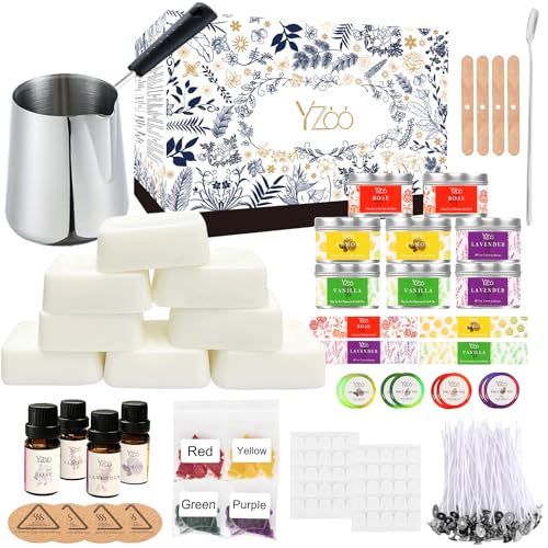 Yzoo Complete Candle Making Kits for Adults Beginners, DIY Candle Making Supplies Include Soy Wax,Wax Melter,Scents,Dyes,Wicks,Wicks Sticker,Candle Tins & More-Full Candle Maker Set - Arts & Crafts Kits - Image 1